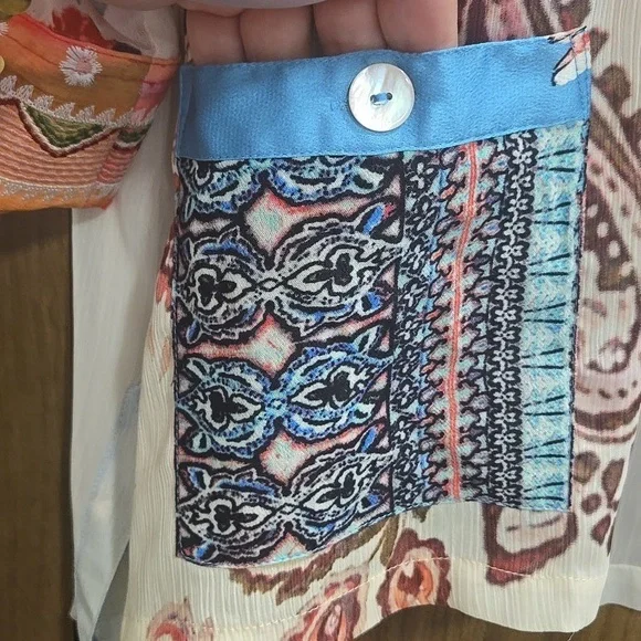 John Mark-NWT-Floral Paisley Embroidered "Garden Party" Patchwork Kimono-Size 2X - Picture 9 of 17